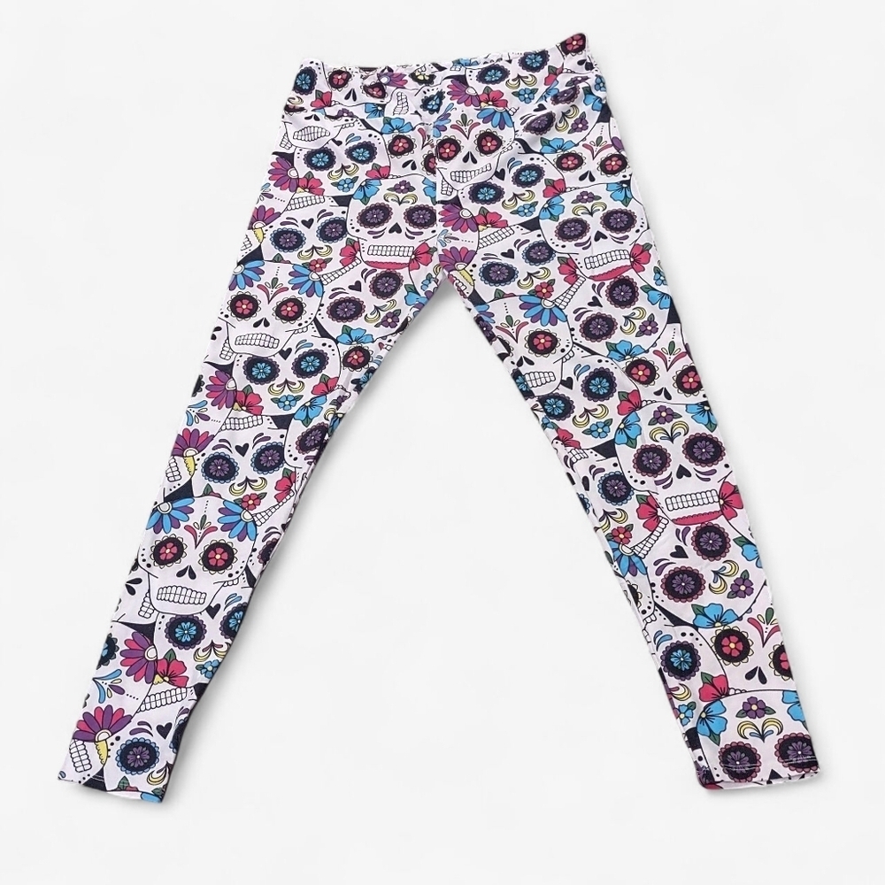 Lularoe TC Halloween Día de los Muertos White Sugar Skull Leggings